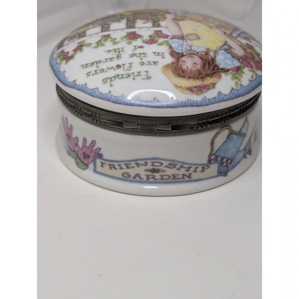 vintage imperial porcelain friendship garden large trinket box